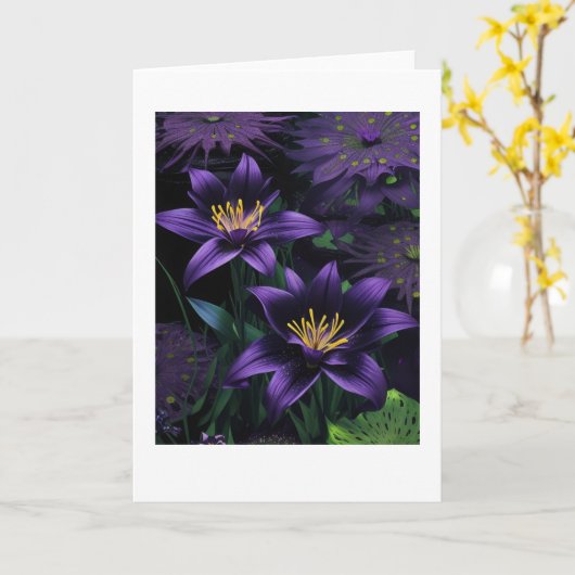 Lila Lilien Karte (Gelbe Blume)