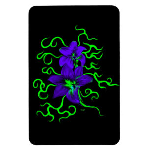 lila LilienBlume auf schwarz Magnet