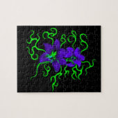 lila LilienBlume auf schwarz Puzzle (Horizontal)