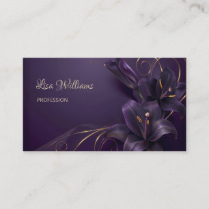 Lila Lilies 3D Blume Luxus Business Card Visitenkarte