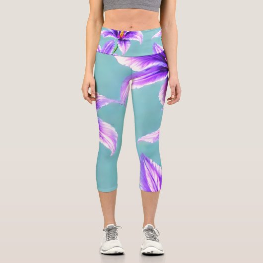 Lila Lilly des Valley Pattern Capri Leggings (Vorderseite)