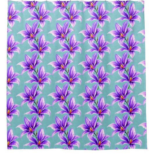Lila Lilly des Valley Pattern Duschvorhang (Vorderseite)