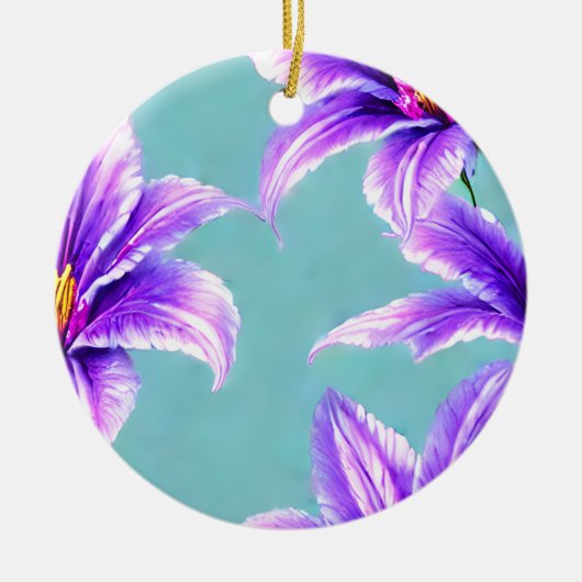 Lila Lilly des Valley Pattern Keramik Ornament (Vorne)