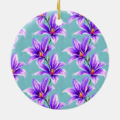 Lila Lilly des Valley Pattern Keramik Ornament (Hinten)