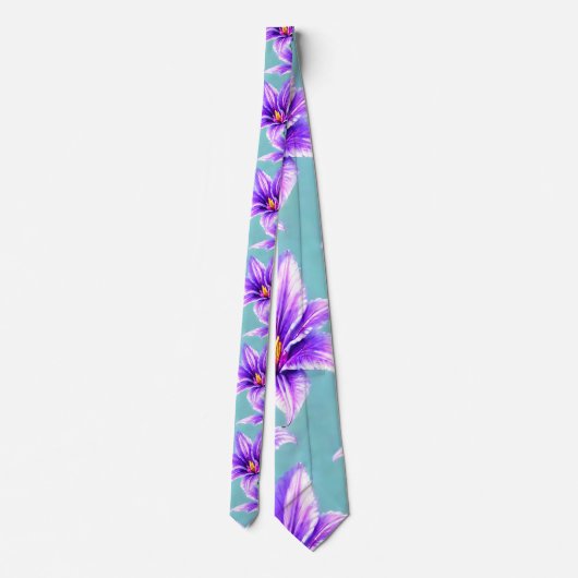 Lila Lilly des Valley Pattern Krawatte (Rückseite)