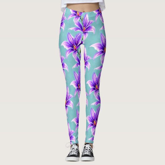 Lila Lilly des Valley Pattern Leggings (Vorderseite)