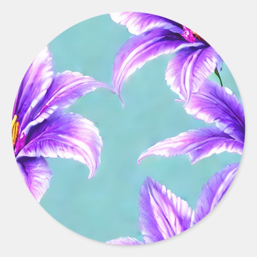 Lila Lilly des Valley Pattern Runder Aufkleber (Vorderseite)