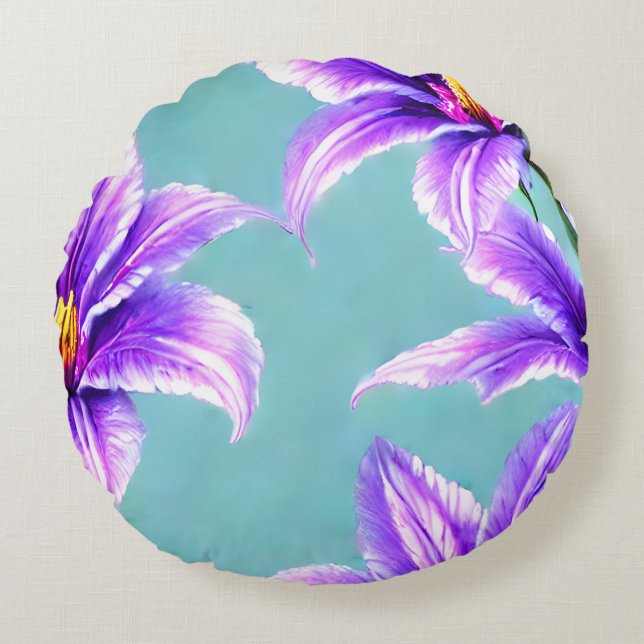 Lila Lilly des Valley Pattern Rundes Kissen (Vorderseite)