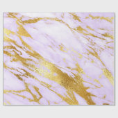 Lila Lily Gold Pastel Weißer Marmor Shiny Glam Geschenkpapier (Flach)