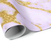 Lila Lily Gold Pastel Weißer Marmor Shiny Glam Geschenkpapier (Rolleneckpunkt)