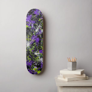 Lila Limette Neon-Graffiti-Abstraktkunst Skateboard