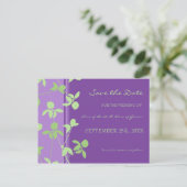 Lila Limone florale Save the Date Hochzeitkarten Ankündigungspostkarte (Stehend Vorderseite)