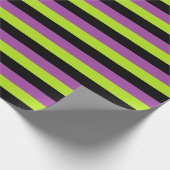 Lila Limone grüne und schwarze Streifen Geschenkpapier (Ecke)