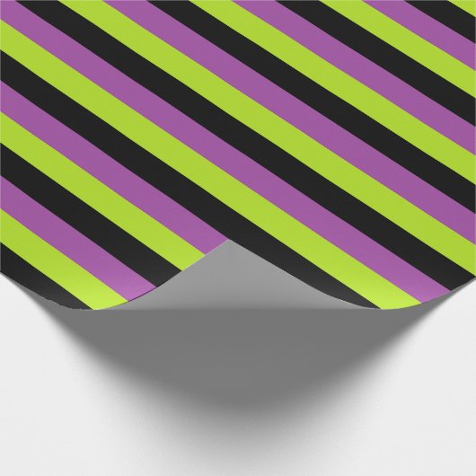 Lila Limone grüne und schwarze Streifen Geschenkpapier (Ecke)