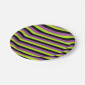 Lila Limone grüne und schwarze Streifen Pappteller (Schrägansicht)