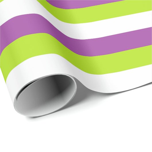 Lila, Limone grüne und weiße Streifen Geschenkpapier (Rolleneckpunkt)