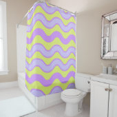 Lila Limoner Groovy Stripe Moderner Frühling Somme Duschvorhang (Beispiel)