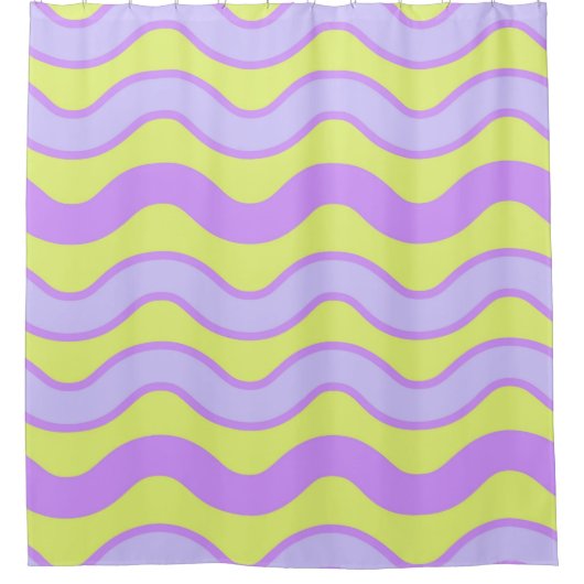 Lila Limoner Groovy Stripe Moderner Frühling Somme Duschvorhang (Vorderseite)