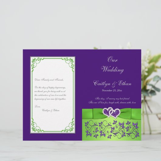 Lila, Limones, graues Hochzeitsprogramm (Stehend Vorderseite)