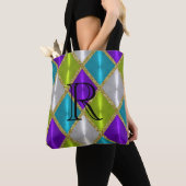 Lila Limones Türkisgold Harlequin mit Monogramm Tasche (Von Nahem)