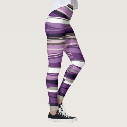 Lila Linien abstrakte Formen gestalten Leggings (Rechts)