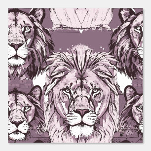 Lila Lion Heads Tapete