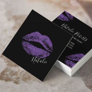Lila Lippen Kiss Signature Makeup Artist Beauty Quadratische Visitenkarte