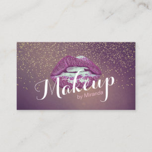 Lila Lippen Makeup Artist Gold Glitzer Ernennung Terminkarte