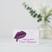 Lila Lippen Makeup Visitenkarte (Stehend Vorderseite)