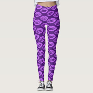 Lila Lippen Muster Leggings