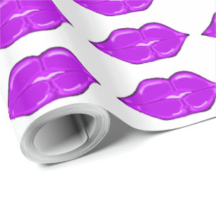 Lila Lippen-Wrackpapier Geschenkpapier