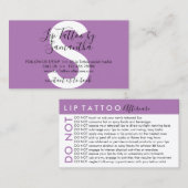 Lila Lippentattoo Vermeidet Ratschläge Nachsorge Visitenkarte (Vorne/Hinten)