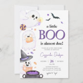 Lila Little Boo Halloween Kinderdusche Einladung (Vorderseite)