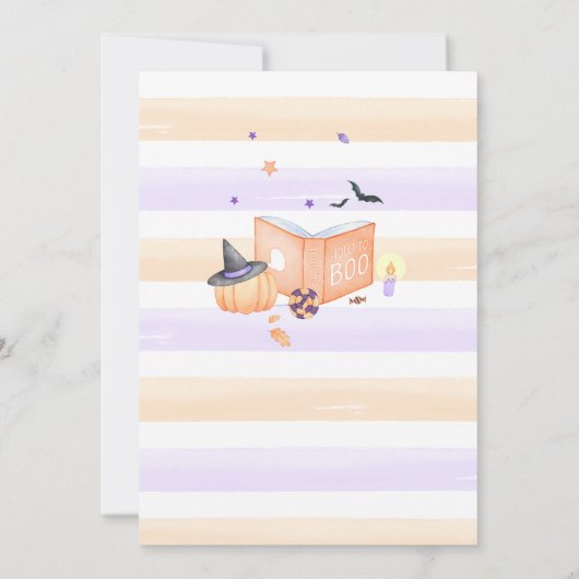 Lila Little Boo Halloween Kinderdusche Einladung (Rückseite)