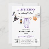 Lila Little Boo Halloween Kinderdusche Einladung (Vorderseite)