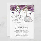 Lila Little Pumpkin Rustic Baby Dusche Einladung (Vorderseite)