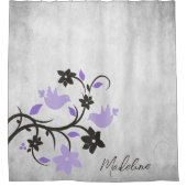 Lila Livebirds Duschvorhang (Vorderseite)