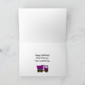 Lila LKW-Konstruktion Personalisiert Geburtstag Karte (Innenseite)