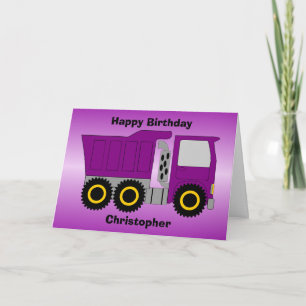 Lila LKW-Konstruktion Personalisiert Geburtstag Karte