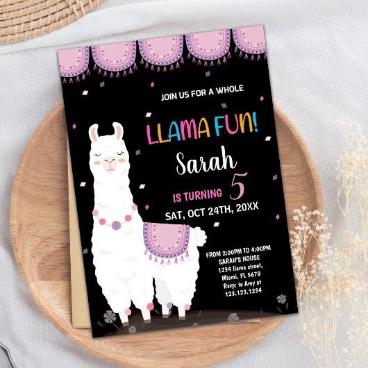 Lila Llama Fun Llama Geburtstagseinladungen Einladung