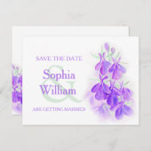 lila Lobelia Save the Date Postkarte (Vorne/Hinten)