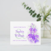 lila Lobelia Save the Date Postkarte (Stehend Vorderseite)