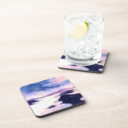 Lila Loch Lomond Watercolor Untersetzer Set (Rechte Seite)