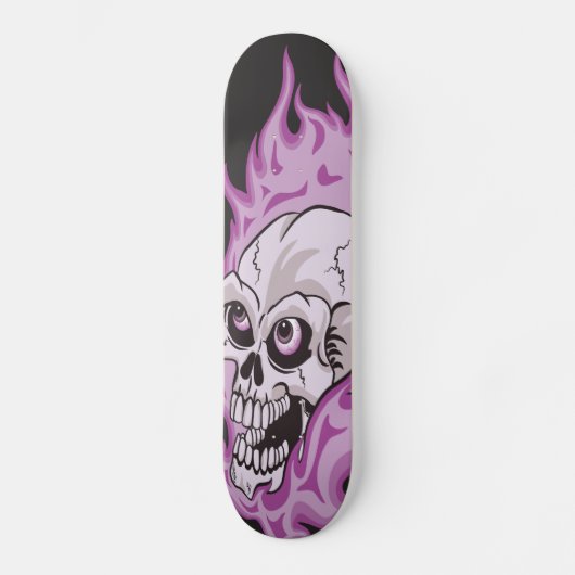Lila lodernder Schädel Skateboard (Vorderseite)