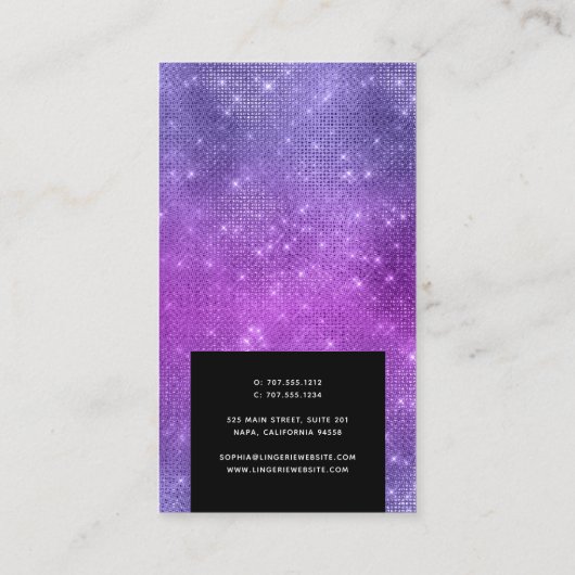 Lila Logo der Business Lace Lingerie Boutique Visitenkarte (Rückseite)