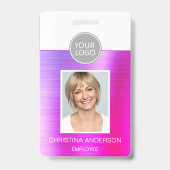 Lila Logo-Foto für Metallic-Mitarbeiter Ausweis (Vorderseite)