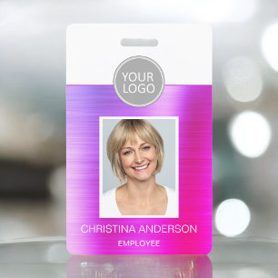 Lila Logo-Foto für Metallic-Mitarbeiter Ausweis