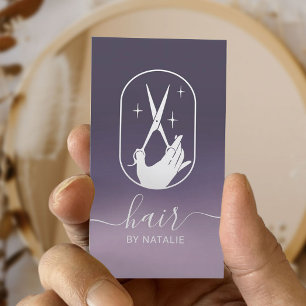 Lila Logo für die Haarstilistienschere Ombre Salon Visitenkarte