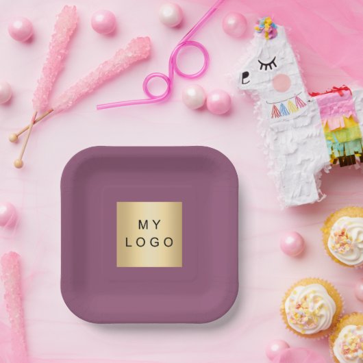 Lila Logo für Pflaumengeschäfte Pappteller (Party)