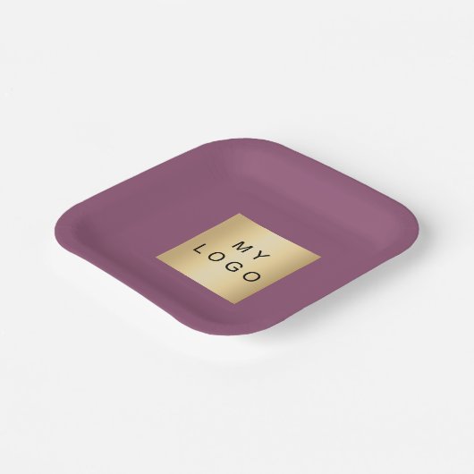 Lila Logo für Pflaumengeschäfte Pappteller (Gewinkelt)